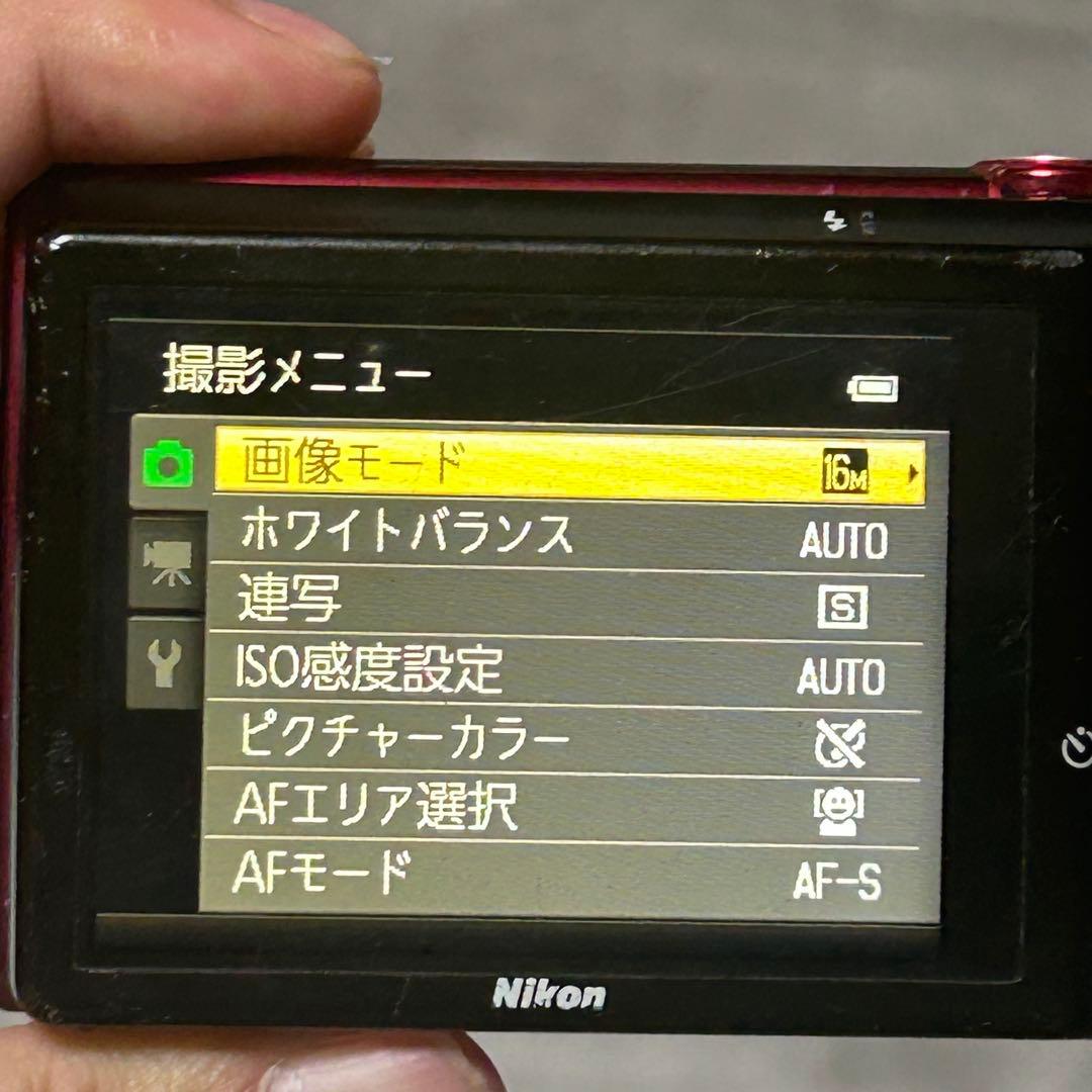 【動作品】Nikon COOLPIX S6200 レッド　充電ケーブル　電池付き
