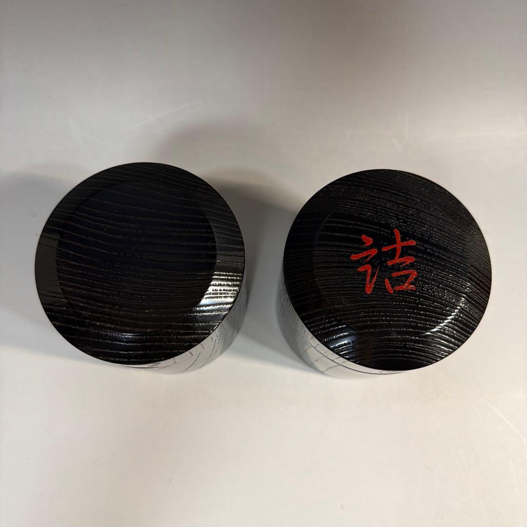 茶道具　黒搔合塗　挽家一双（詰茶棗）