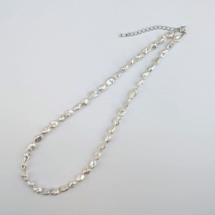 淡水 ケシ真珠 ネックレス ケシパール 約6〜7×8〜10mm 真鍮