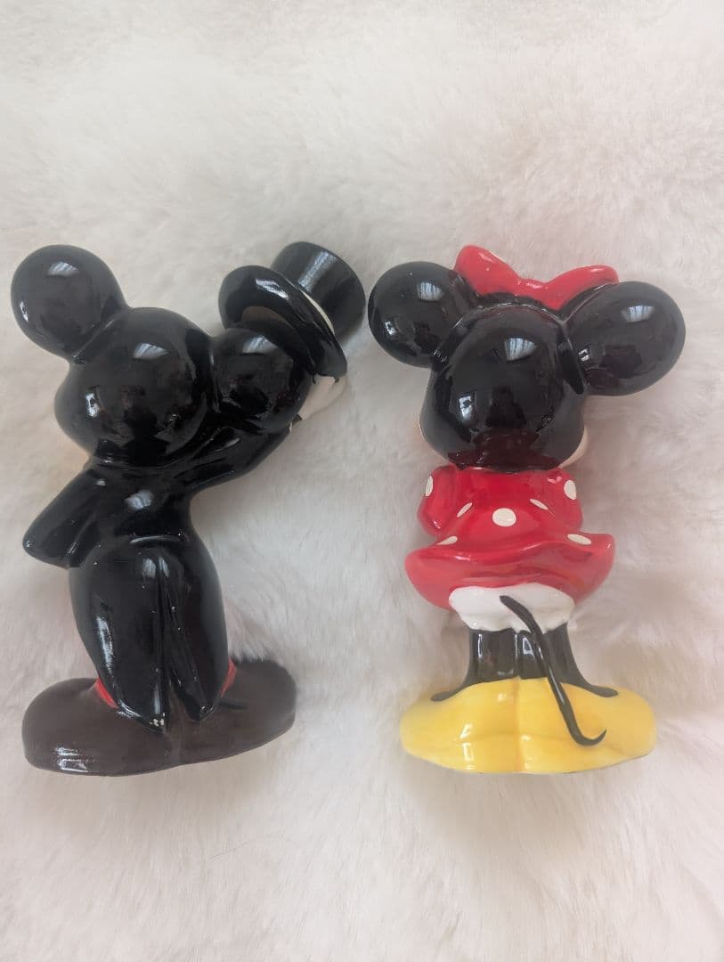 ミッキー ミニー 陶器フィギュアセット　アンティーク　（16〜17センチ）