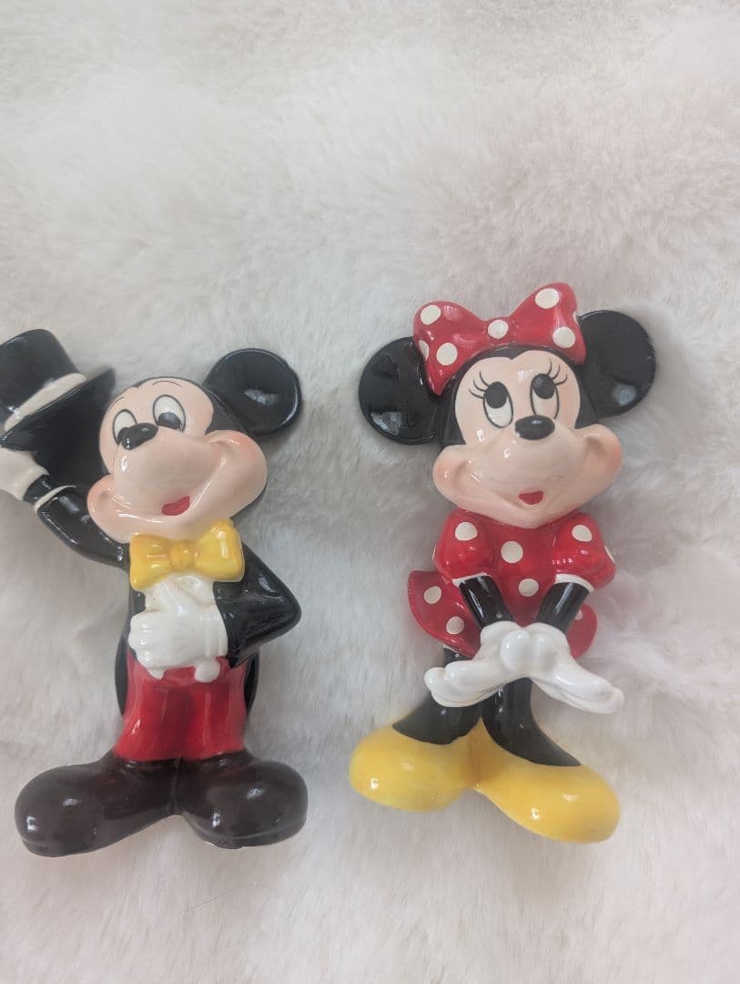 ミッキー ミニー 陶器フィギュアセット　アンティーク　（16〜17センチ）