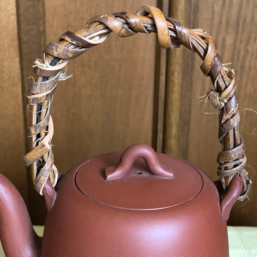初代常山作　常滑焼土瓶壱対　朱泥　瓶　骨董品　年代物　古物　名工　在名印有