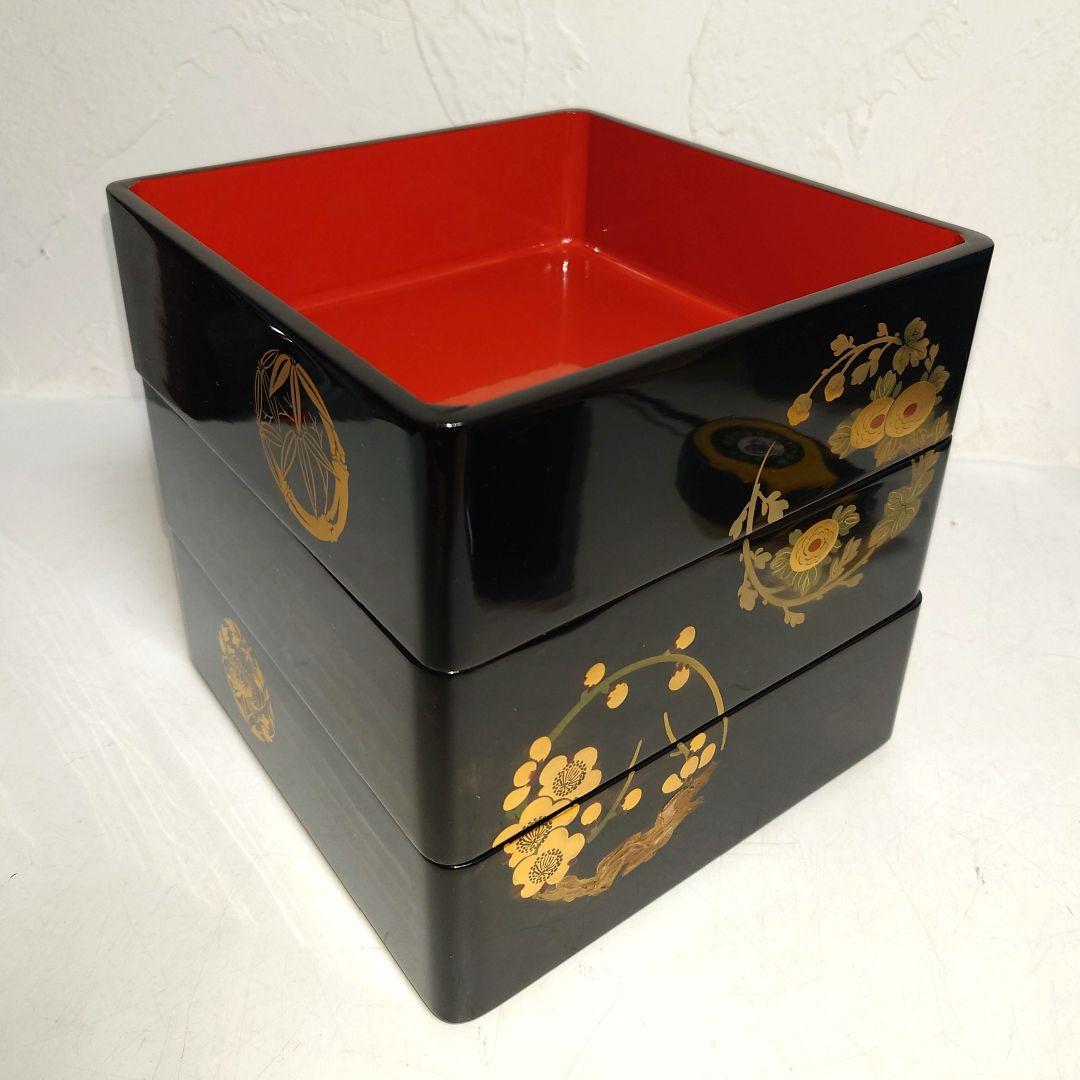 菊華堂 孔雀屋利吉 御重箱 三段重 本漆器 豪華金彩 蒔絵 竹 梅 菊 伝統工芸