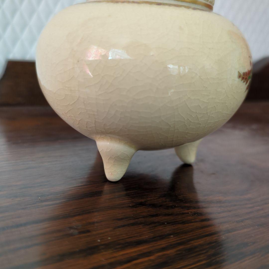 骨董　香炉　薩摩焼　陶器　花尽くし　お香　朝日堂　茶道具