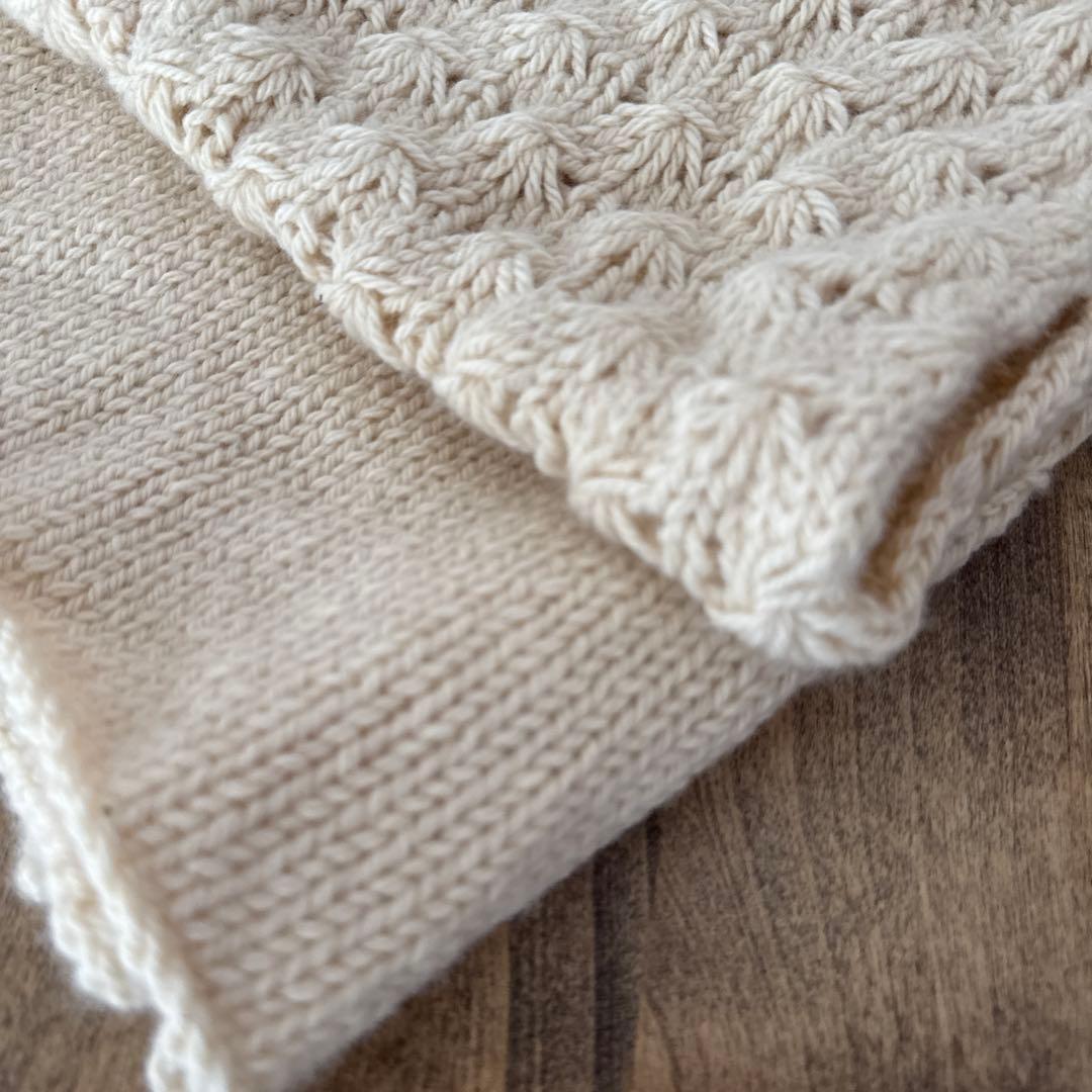 ハンドメイド　Miknits カシミヤシルクの透かしストール 完成品