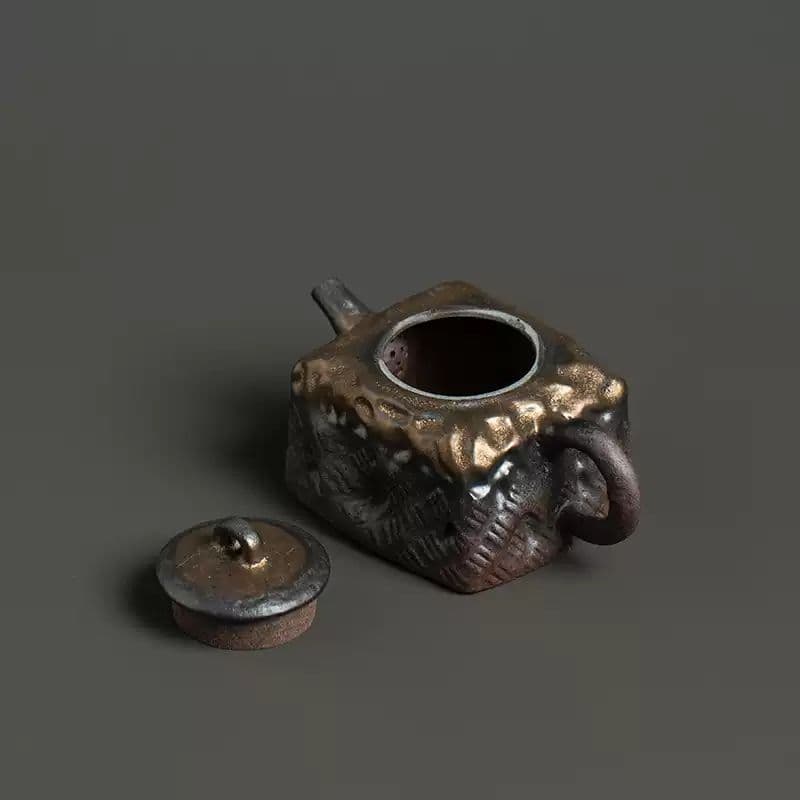 陶器製急須 黒と金のグラデーション 蓋付き