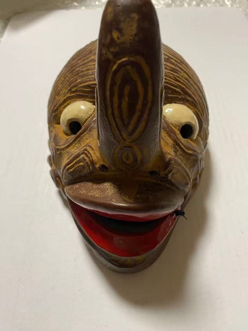 木彫りお面 壁掛け 魔除け 縁起物