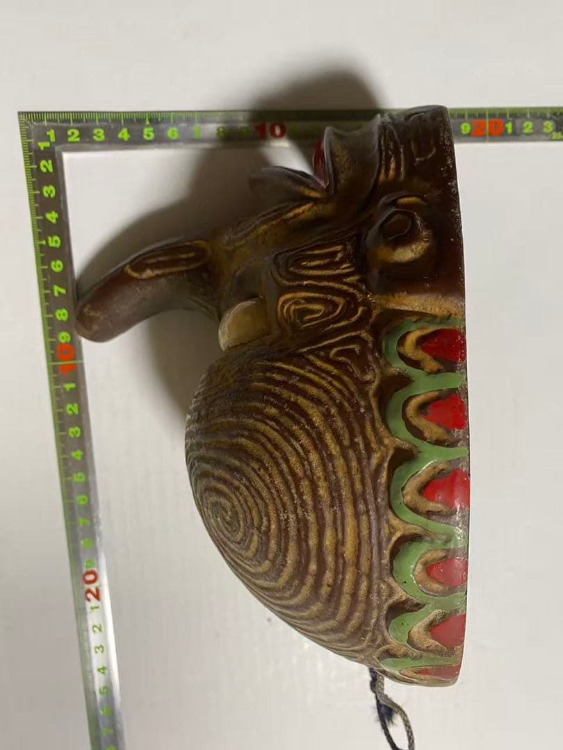 木彫りお面 壁掛け 魔除け 縁起物