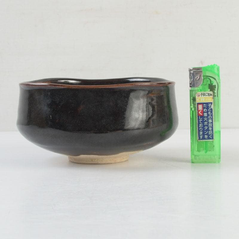 茶道具　華中亭道八造　黒釉　茶碗　共箱　V　9470
