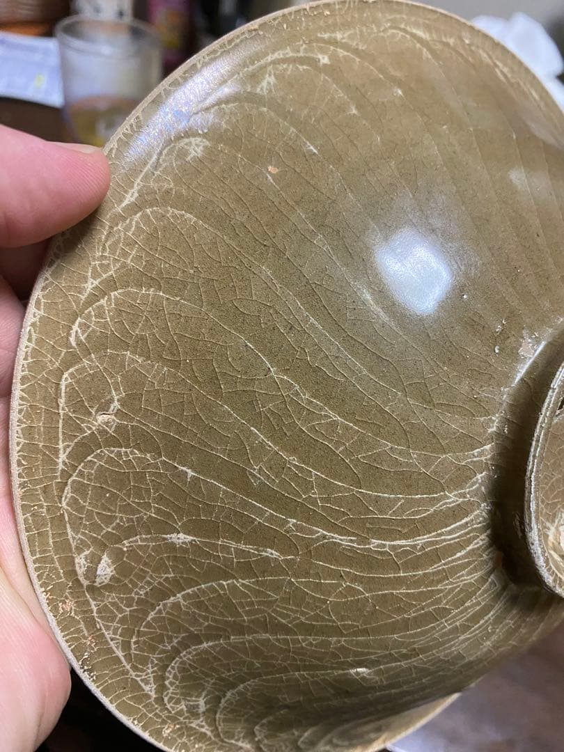 中国骨董 唐宋時期耀洲窯刻花茶器/支釘焼き
