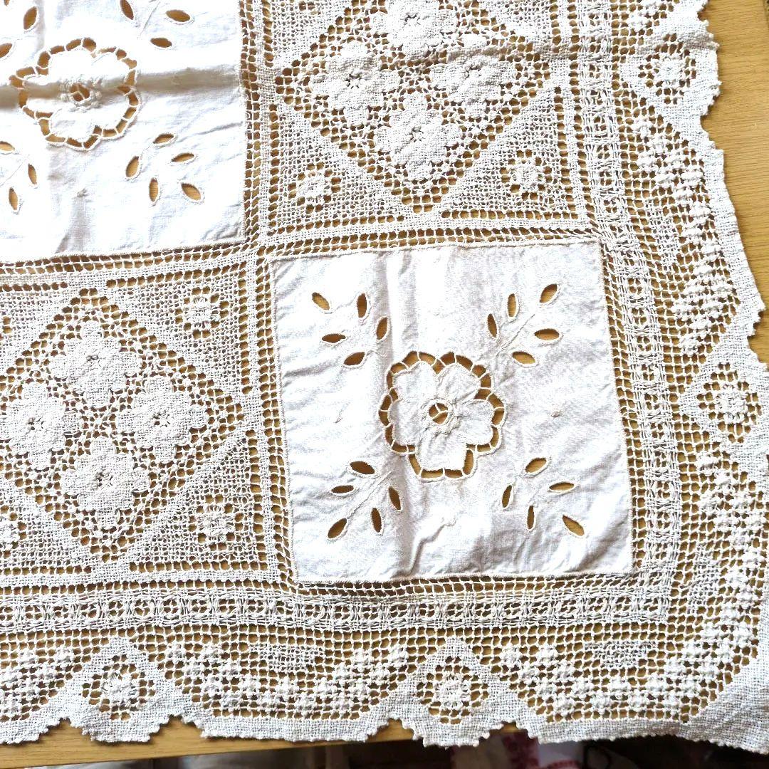 アンティークレース刺繍コットンテーブルクロス