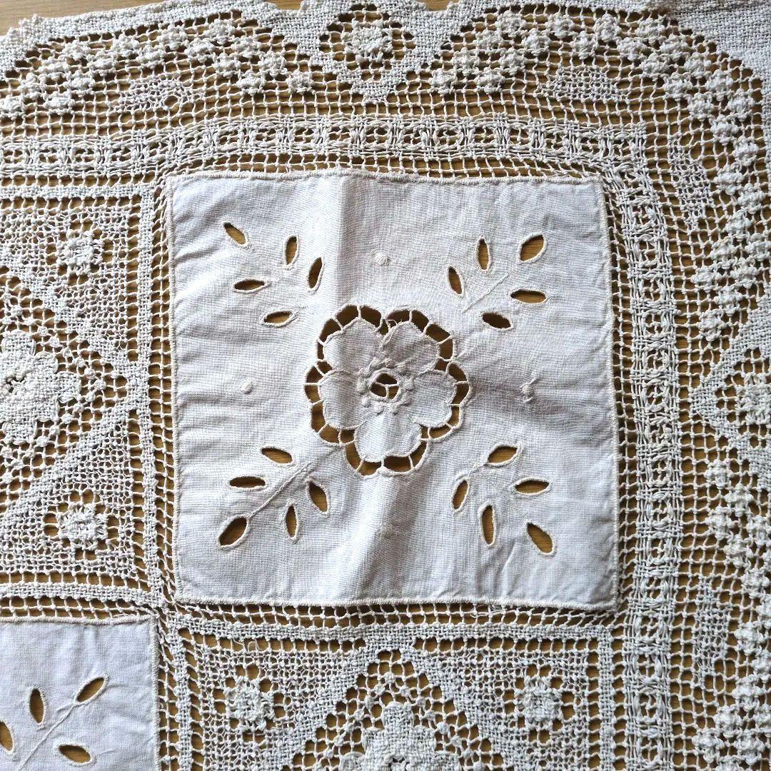 アンティークレース刺繍コットンテーブルクロス