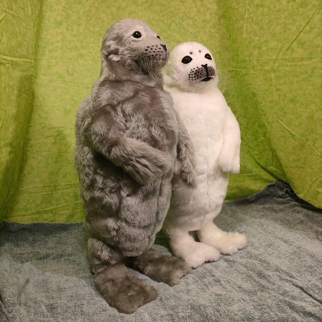 ハンドメイド　ぬいぐるみ　アザラシ　白