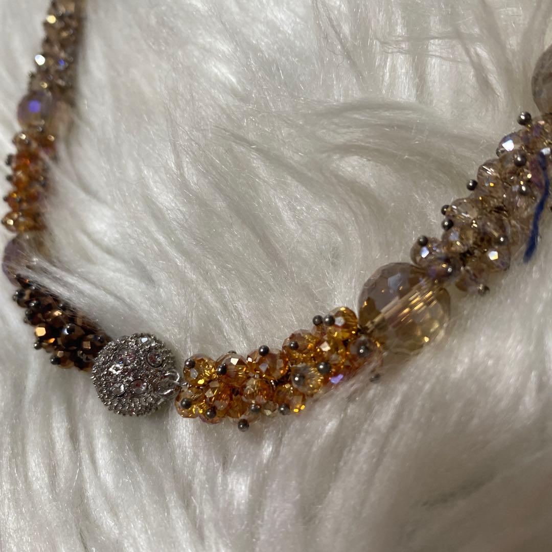 ハンドメイド スワロフスキーネックレス ゴールド シルバー ロング