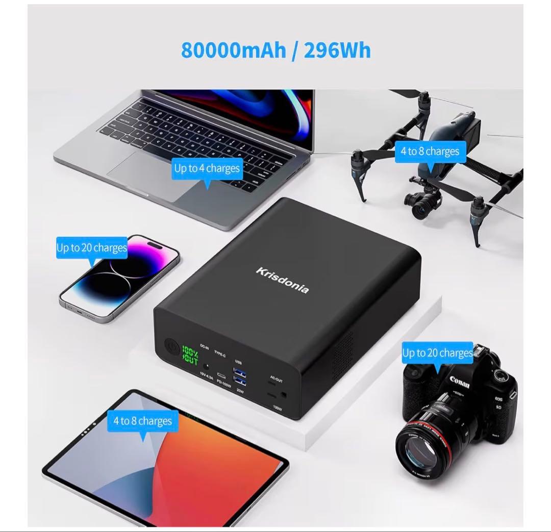新品未使用 Krisdonia ポータブル電源 80000mAh