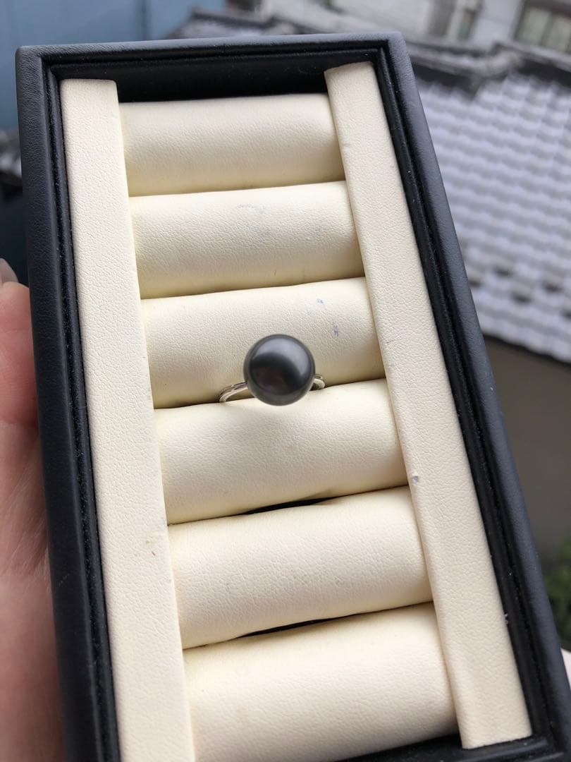 年末感謝セール　黒蝶真珠大粒リング