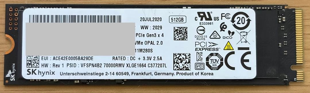 SK Hynix 512GB M.2 2280 SSD 使用時間47時間