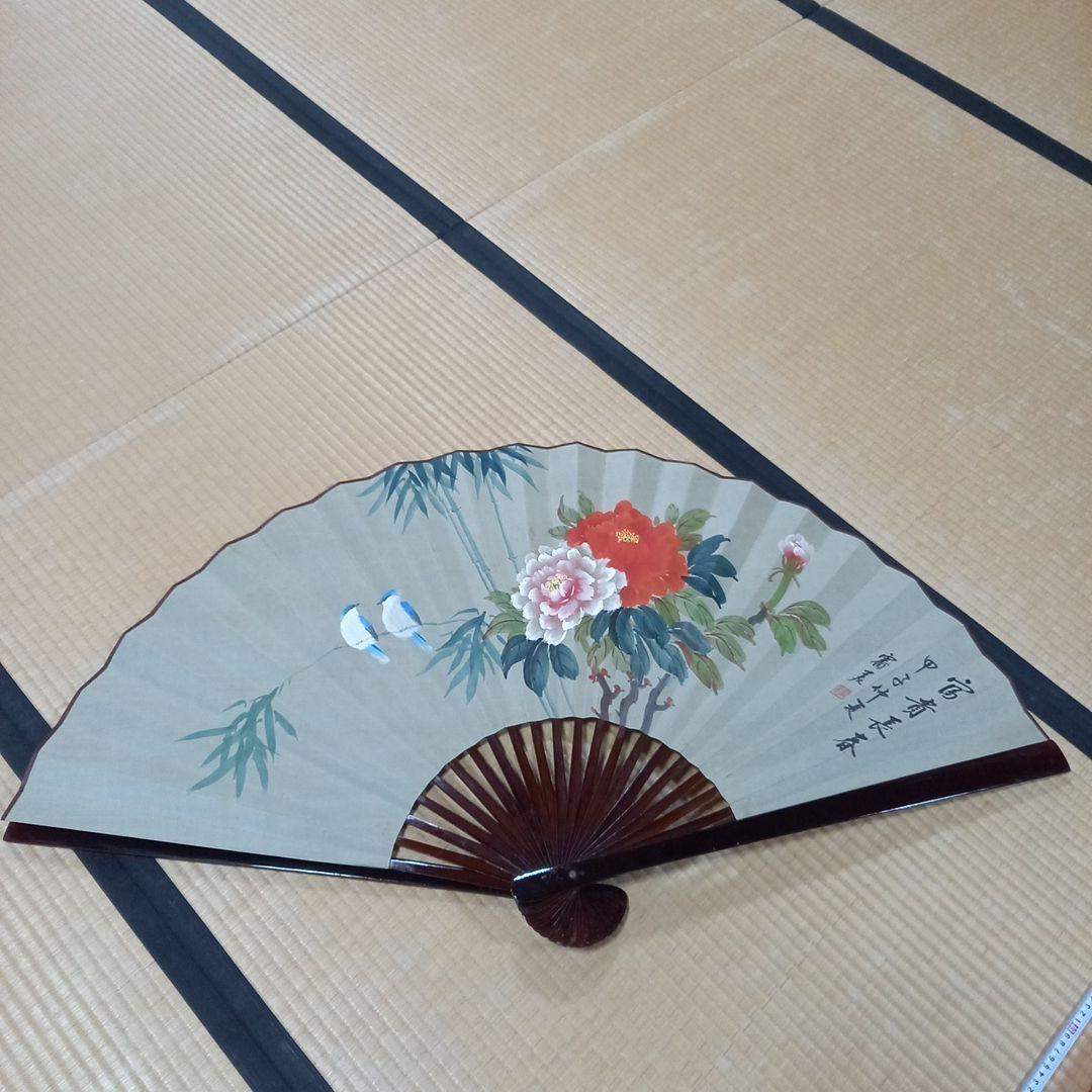 超特大　中国壁掛け扇子　和風花鳥扇子