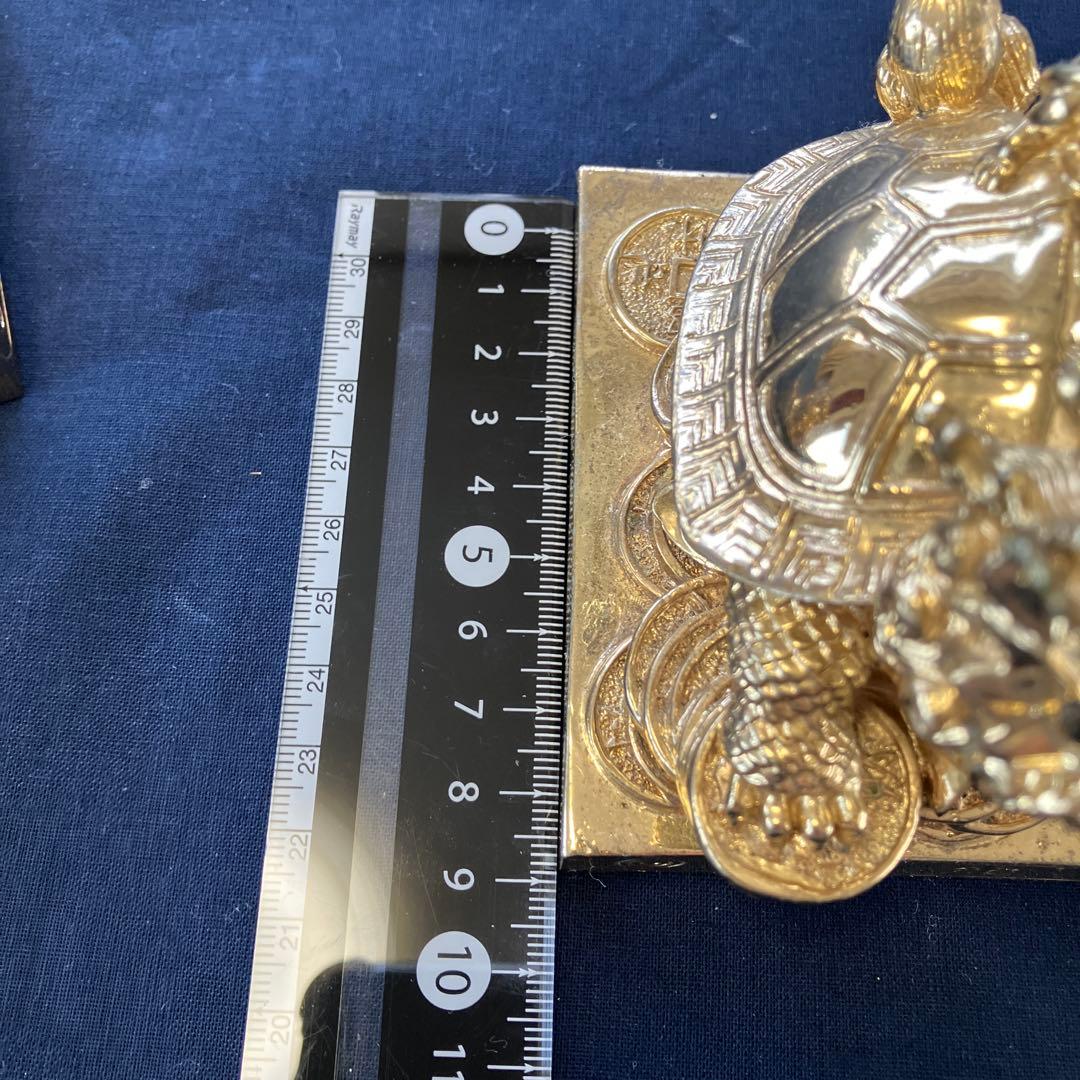 龍亀（ロングイ）と貔貅（ヒキュウ） 金色 風水置物セット