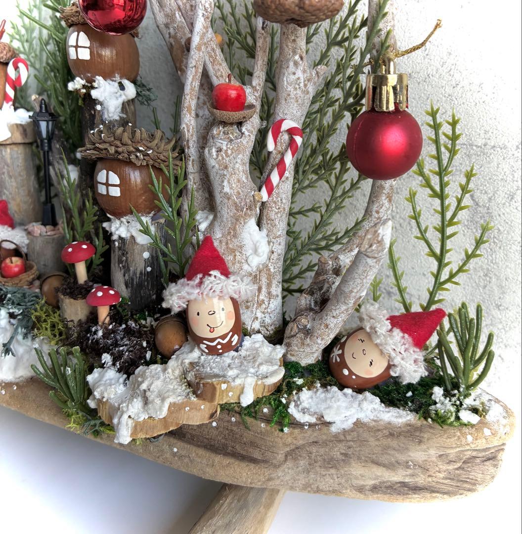 クリスマス流木置物(大サイズ)どんぐりアート