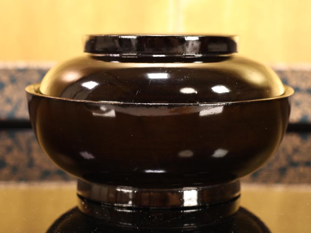 BK514　時代輪島塗　華籠蒔絵　厚物椀　五客　木製　茶道具 懐石 菓子