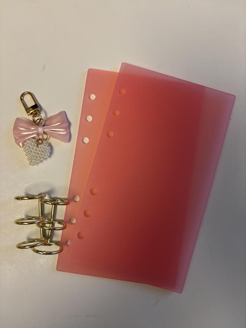 韓国♡アクリルバインダーA6♡両面マットピンク♡リボンハート貯金Saving