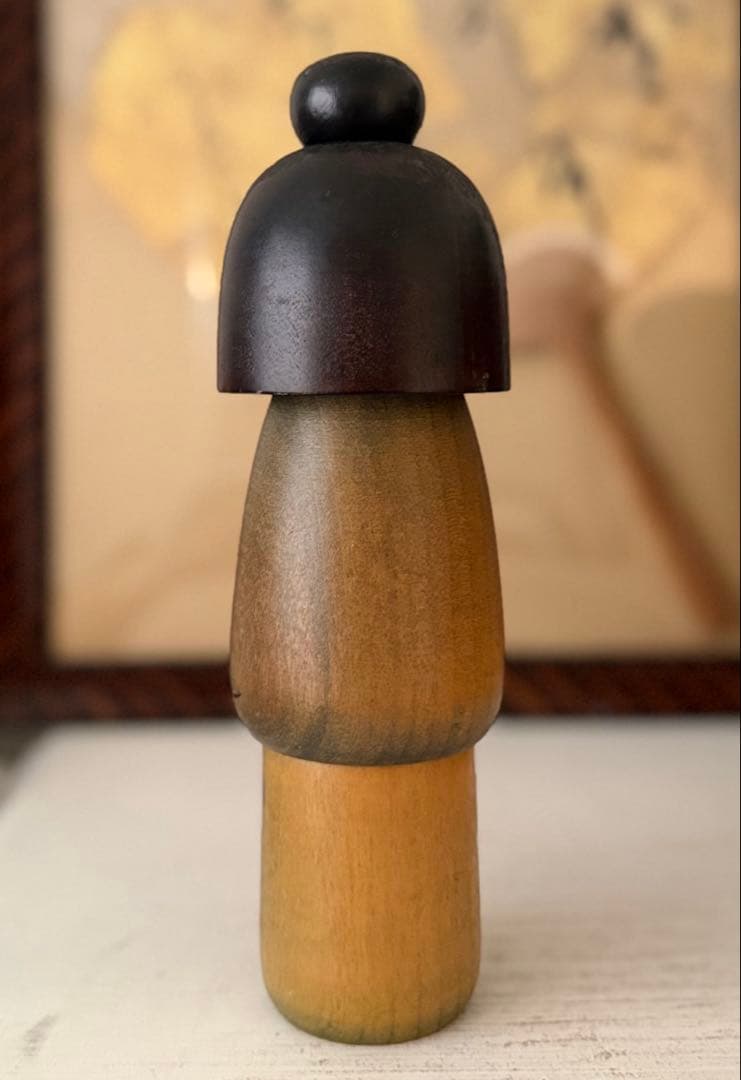 【かずを作】創作こけし 23cm 静寂に咲く菊模様の美