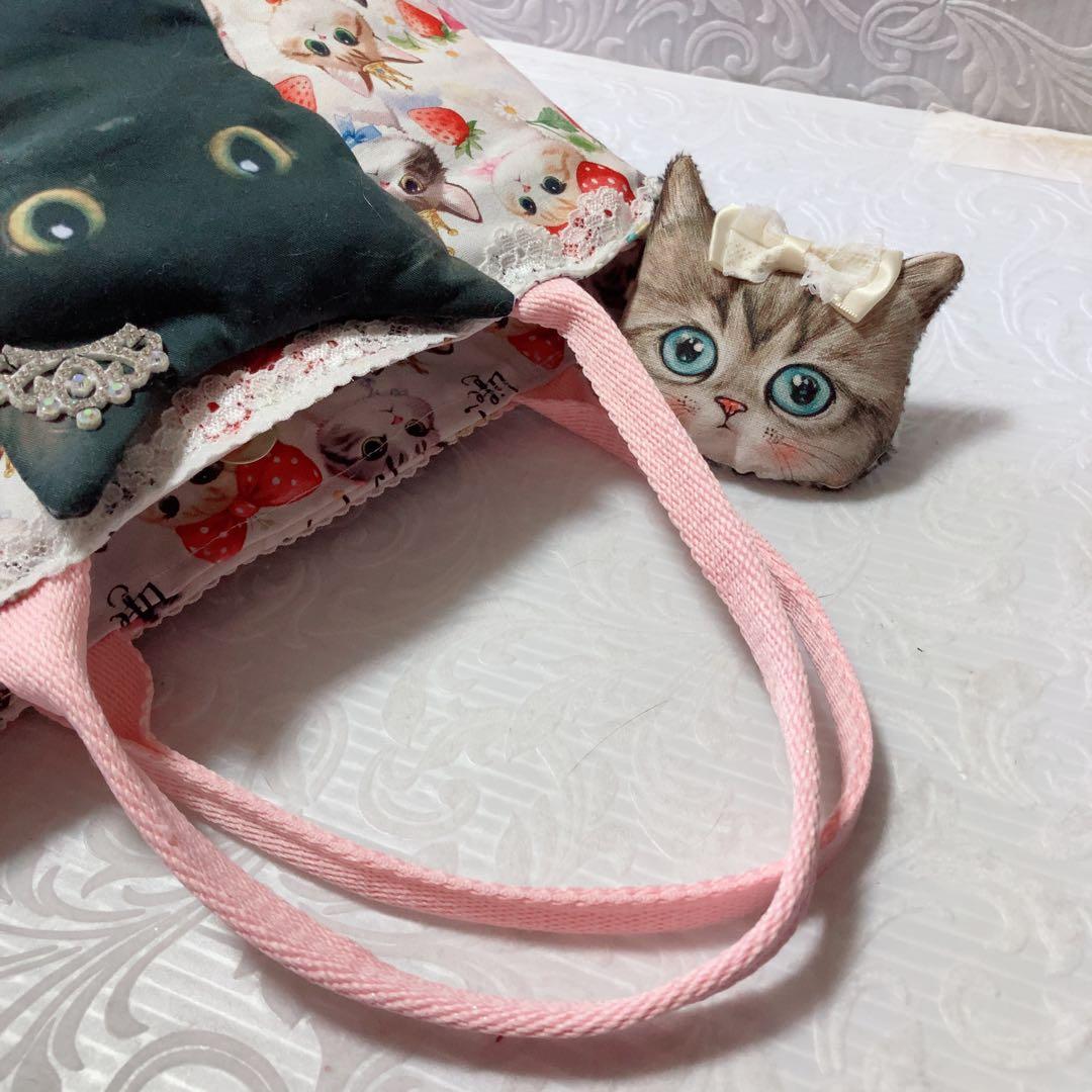 あ*き様 ふわふわ黒猫ちゃんトートバッグ　コヤンイサムチョン　パネル生地　ティア