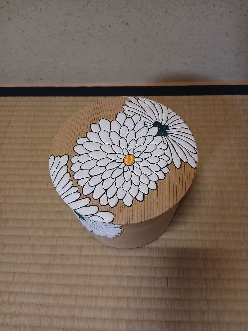 【未使用茶道具　平安光入作 利休好写 菊絵曲水指 共箱 】 煎茶水屋道具