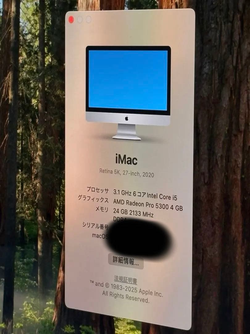 【箱付・極美品】iMac 2020 27inch 5K i5 メモリ24GB
