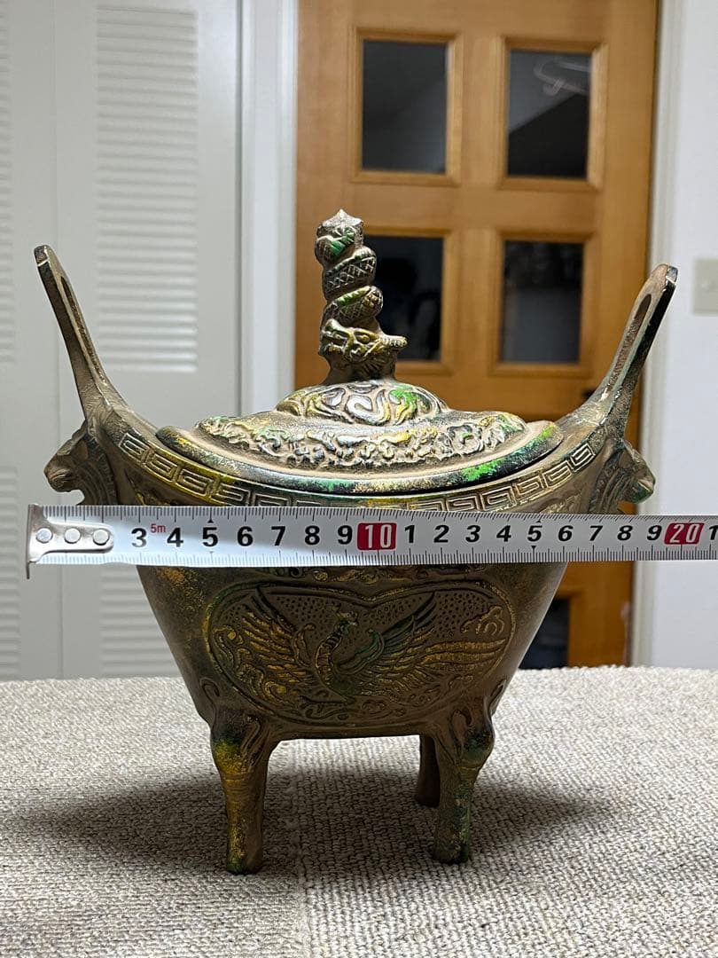 【希少】骨董■中国美術 唐物 四神獣香炉 鉄製 香炉 龍鳳凰獣細密彫■