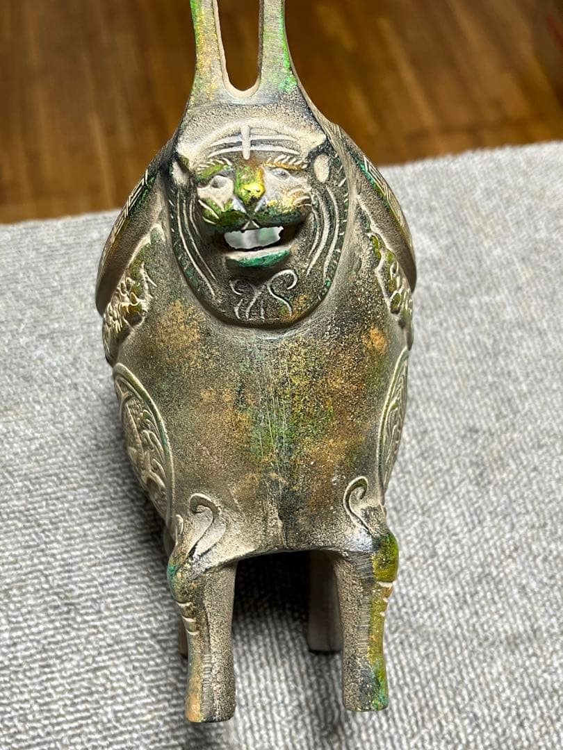 【希少】骨董■中国美術 唐物 四神獣香炉 鉄製 香炉 龍鳳凰獣細密彫■