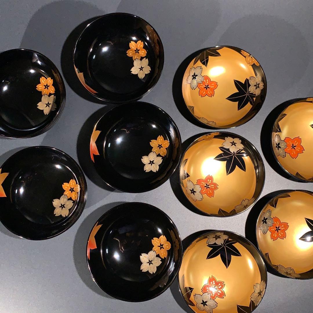 輪島塗　吸物椀5客　春秋　桜紅葉　お祝い　R0813P4