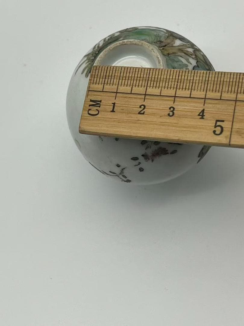 清時代 粉彩菊花文小口壺 茶道具 花瓶　水差し　水滴(F-156)