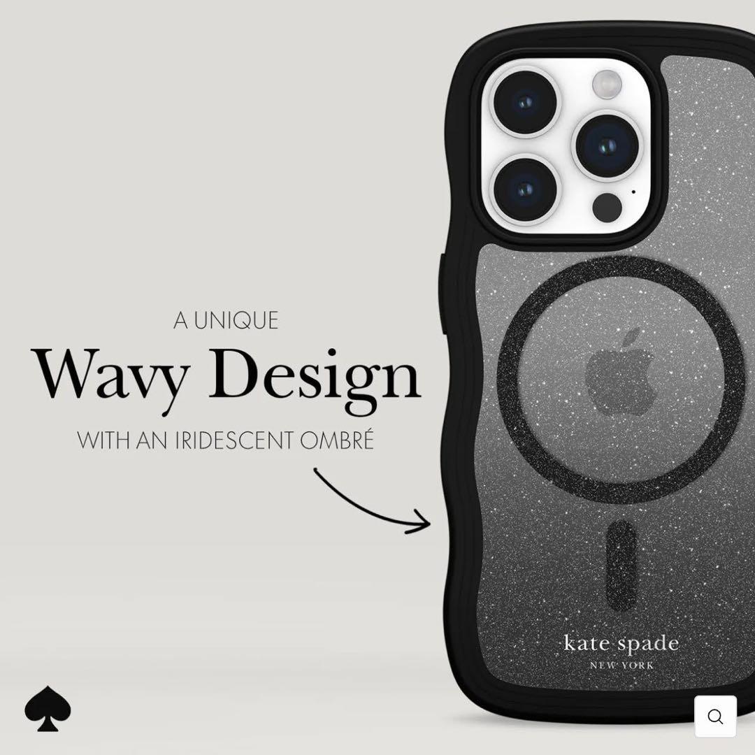【kate spade】 iPhone15Proケース ブラック MagSafe
