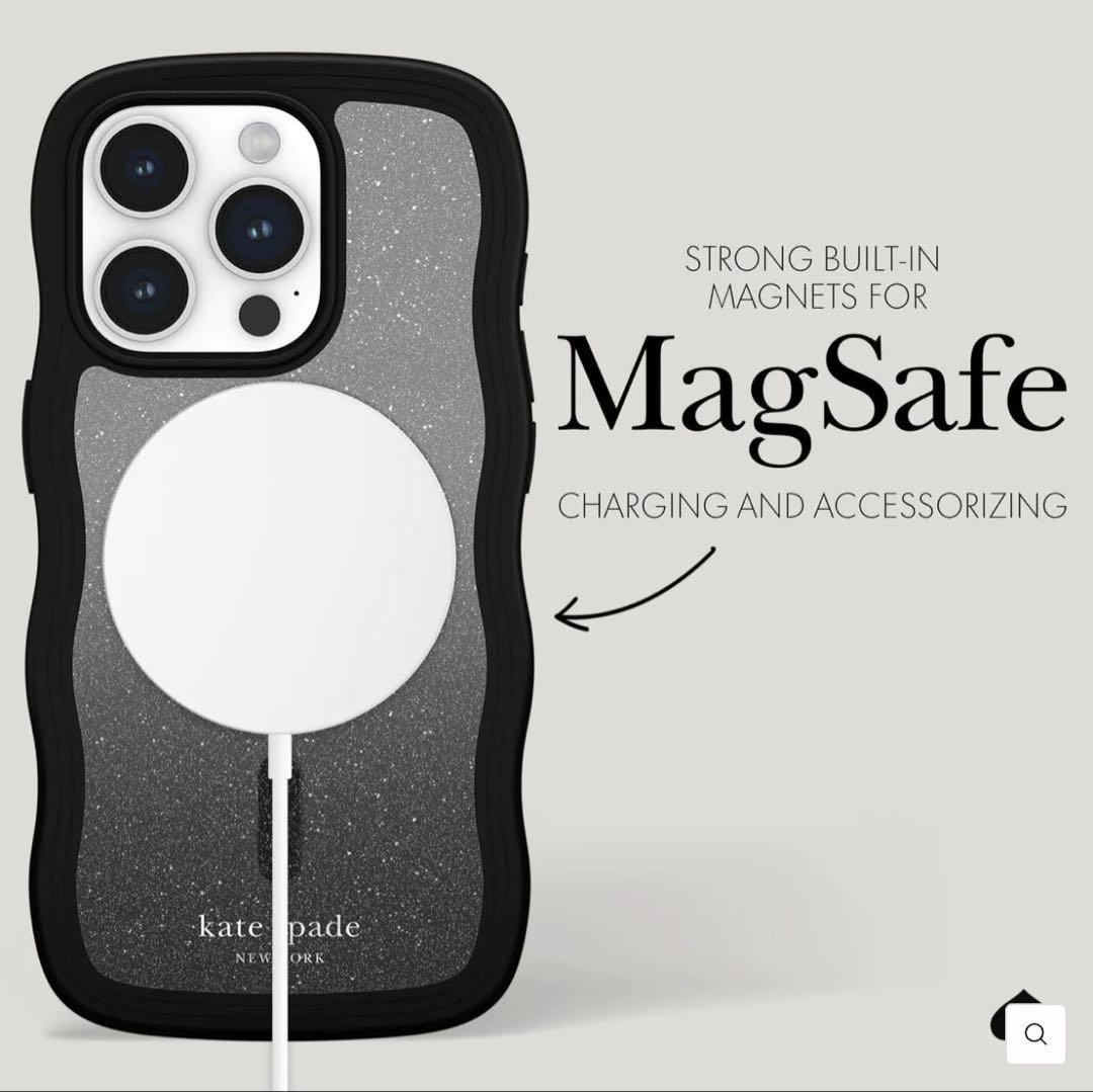 【kate spade】 iPhone15Proケース ブラック MagSafe
