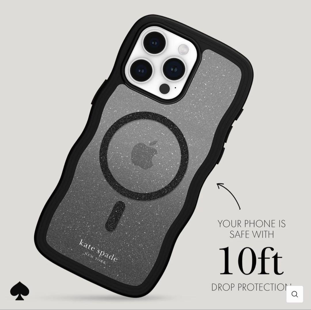 【kate spade】 iPhone15Proケース ブラック MagSafe