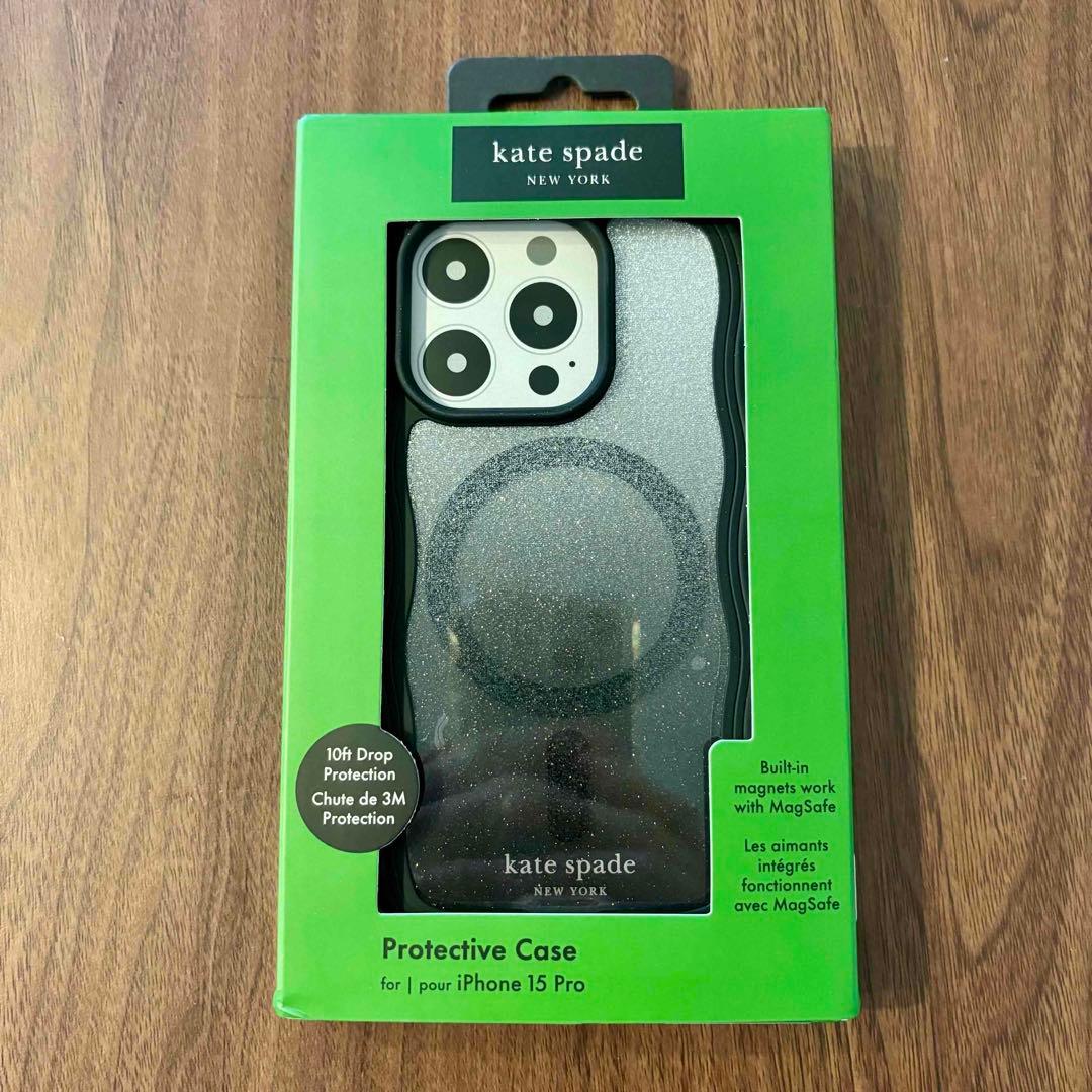 【kate spade】 iPhone15Proケース ブラック MagSafe