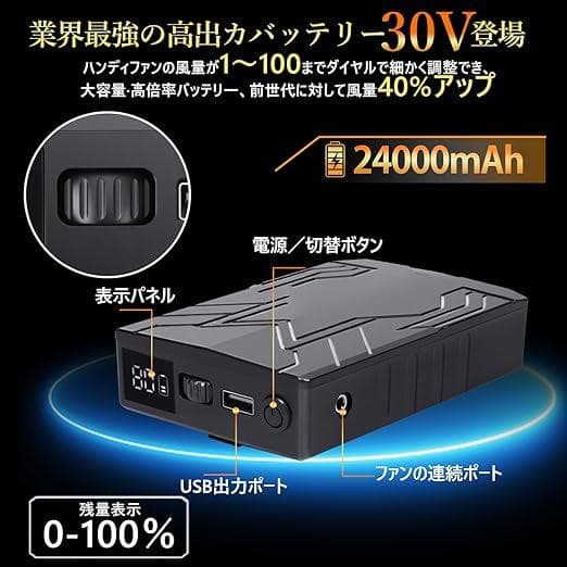 ✨1点物✨空調作業服 ファンバッテリーセット 30V超高出力 熱中症対策 PSE