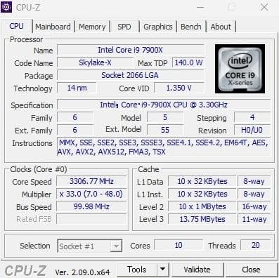 CPU Intel Core i9-7900X 動作品 10コア 本体のみ