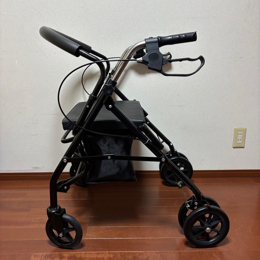 椅子付きシルバーカー　折り畳み式収納カゴ付き