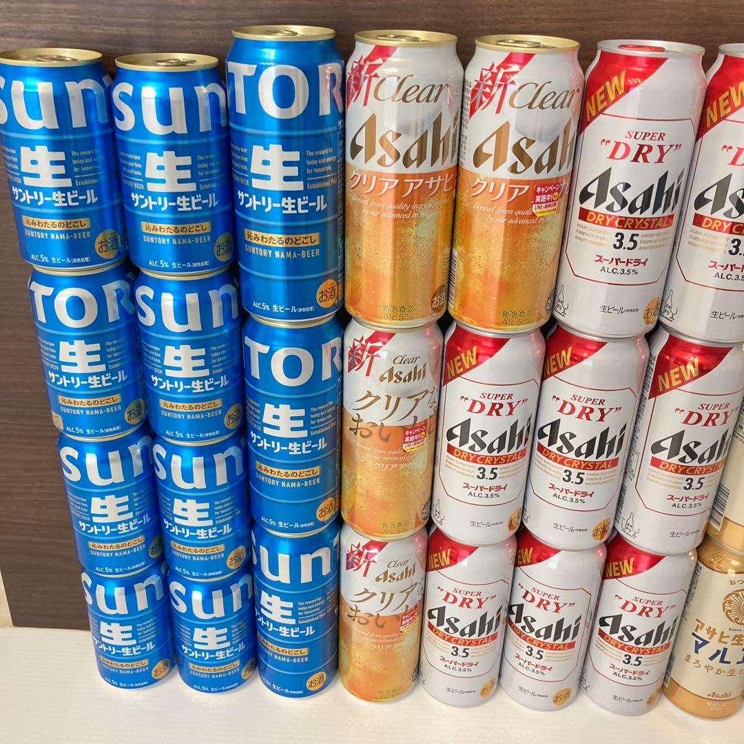 ビールまとめ売り　500cc缶　マルエフ　ドライクリスタル　サン生　クリアアサヒ