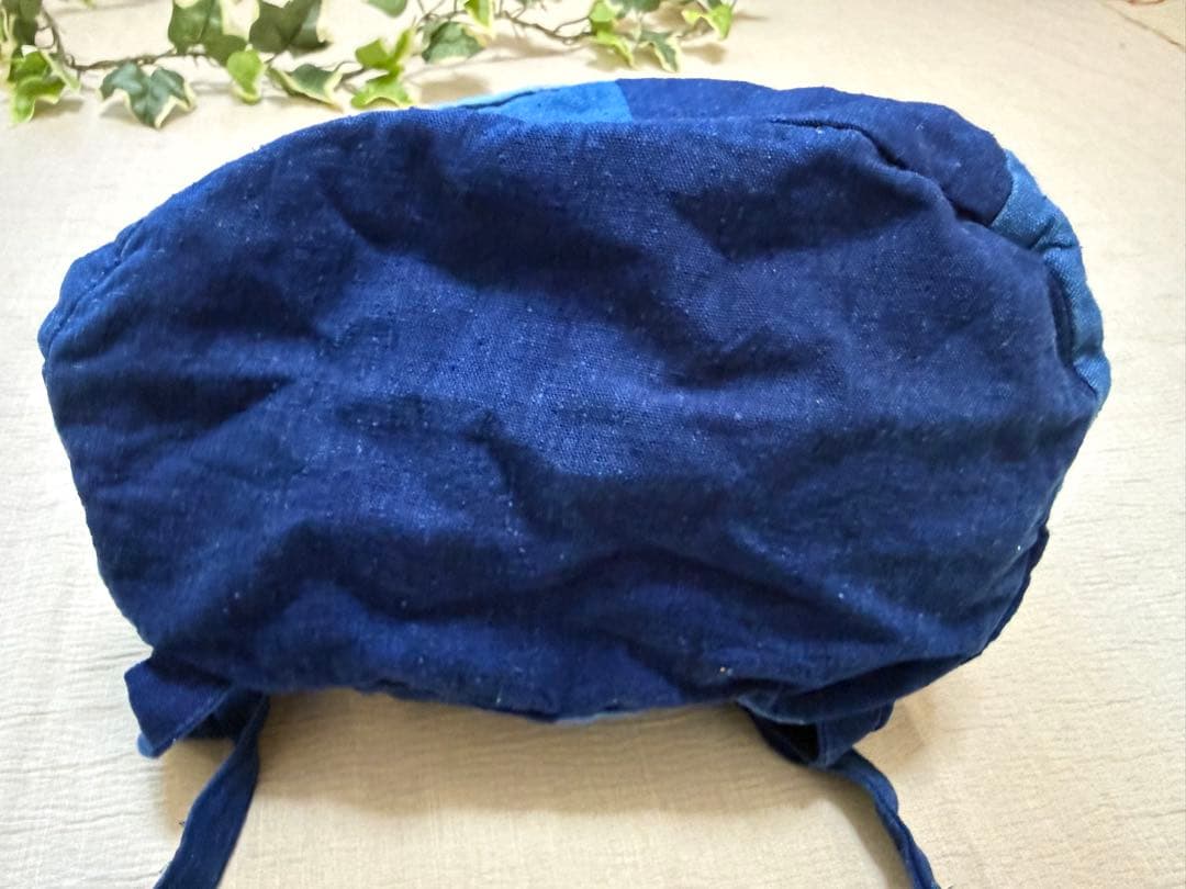 藍染　巾着　リュック　パッチワーク　古布リメイク　ハンドメイド
