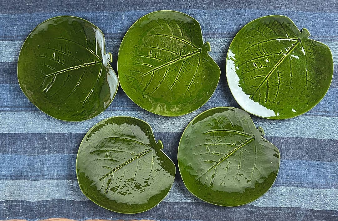 【箱付未使用】象彦 葉形 銘々皿 菓子皿 5客 漆器 常磐木 美術工芸品 漆塗り