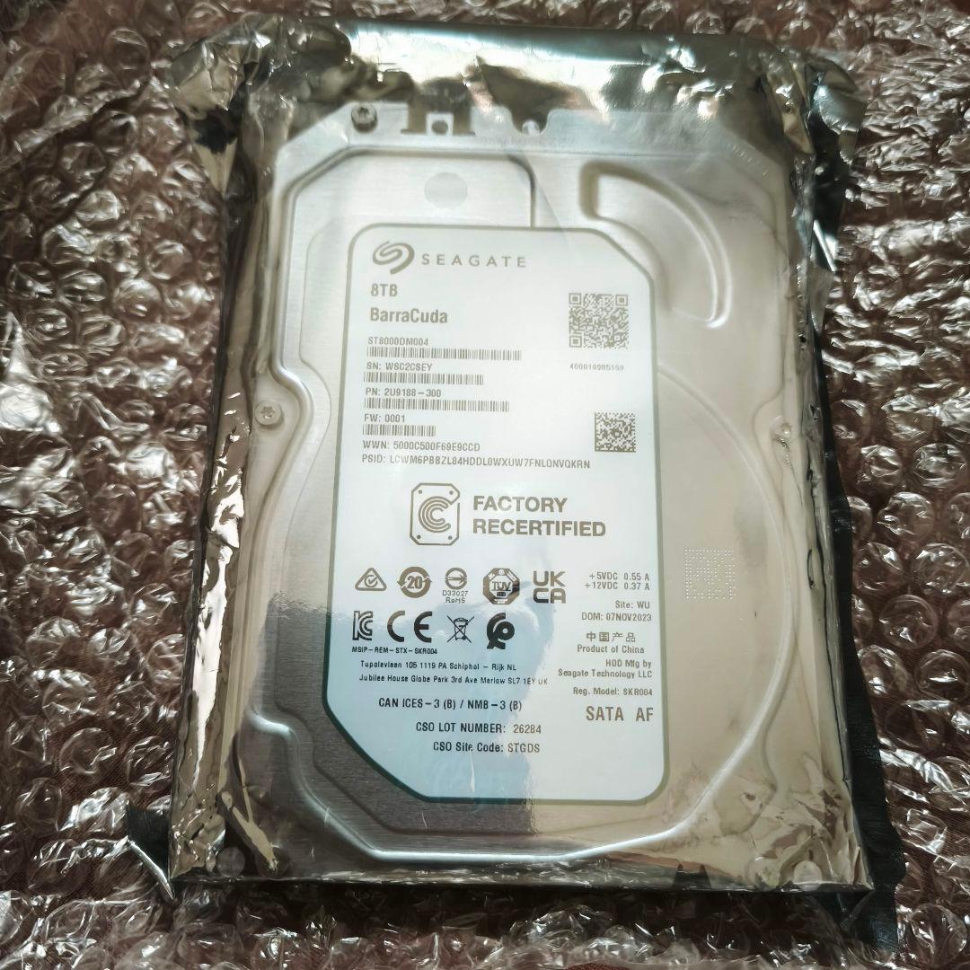 未使用品 Seagate BarraCuda 8TB SATA ハードディスク