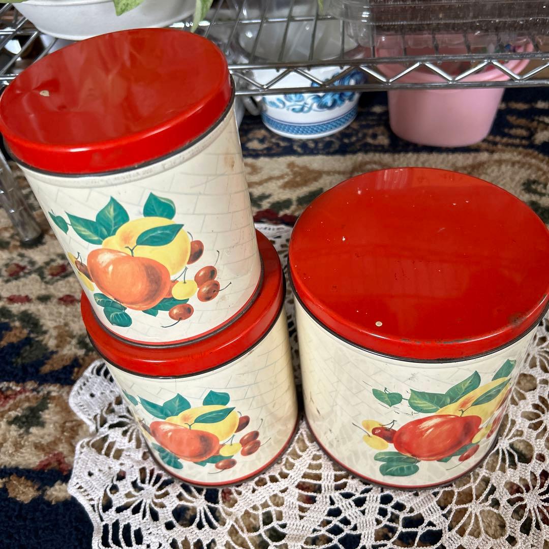 アンティーク　フルーツキャニスター缶セット　プロフにお知らせあり