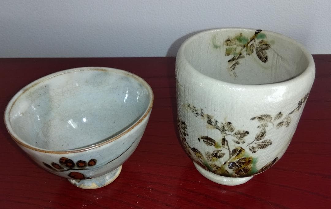 美濃焼の名工陶芸家　山田義孝【希少美品】手書き作品 急須湯呑みセット蓋取っ手付き