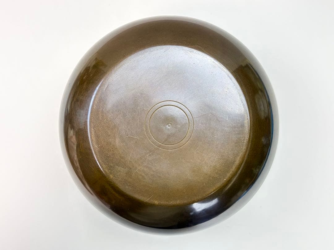 北野宗三郎作 建水 茶色 丸型 共箱　R831127
