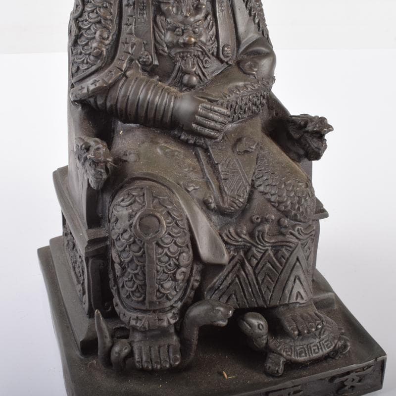 中国　古銅宣徳銅　人物像　武人像　置物　C　4154