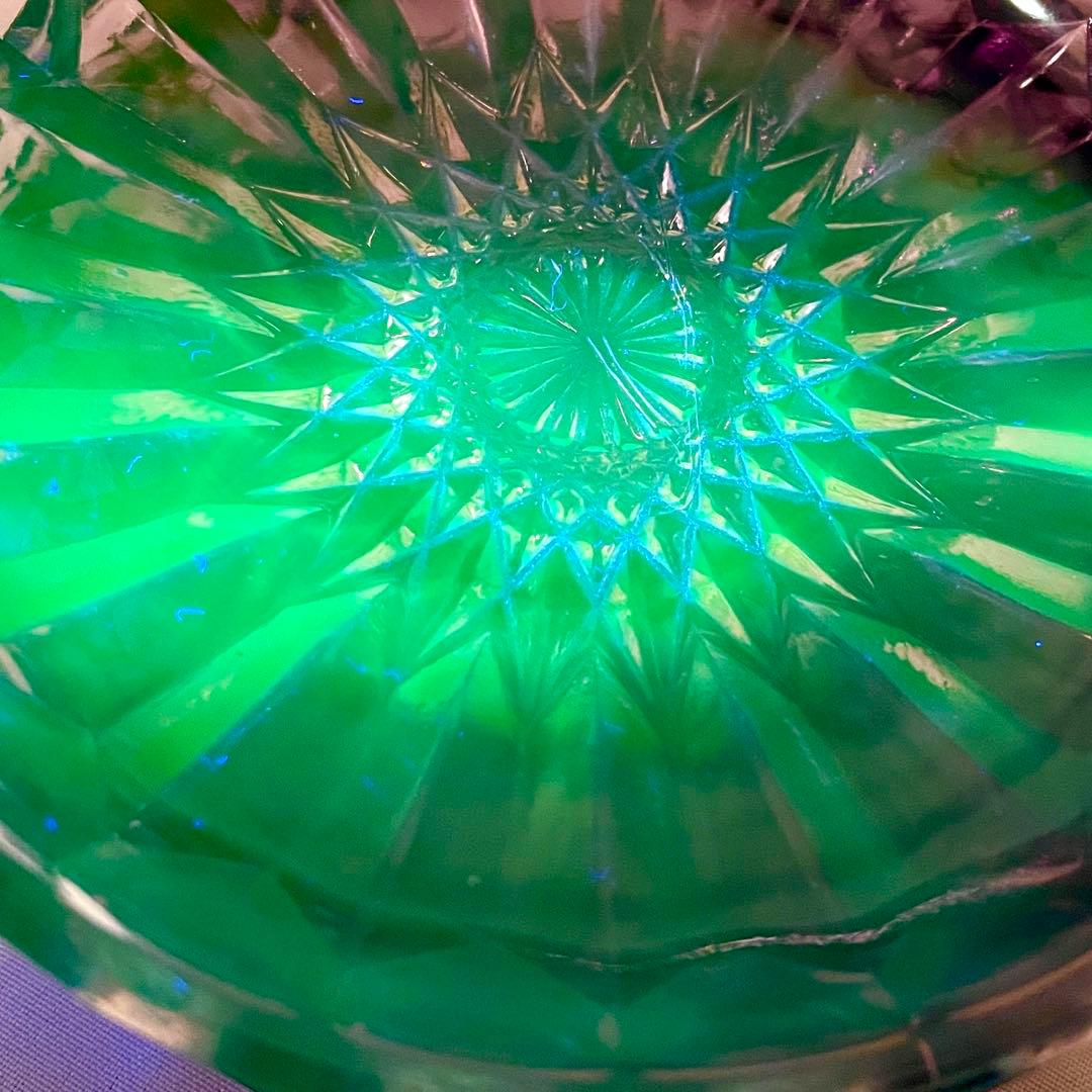 【美品】ウランガラス 丸皿 デザート アンティーク アールデコ 5枚セット